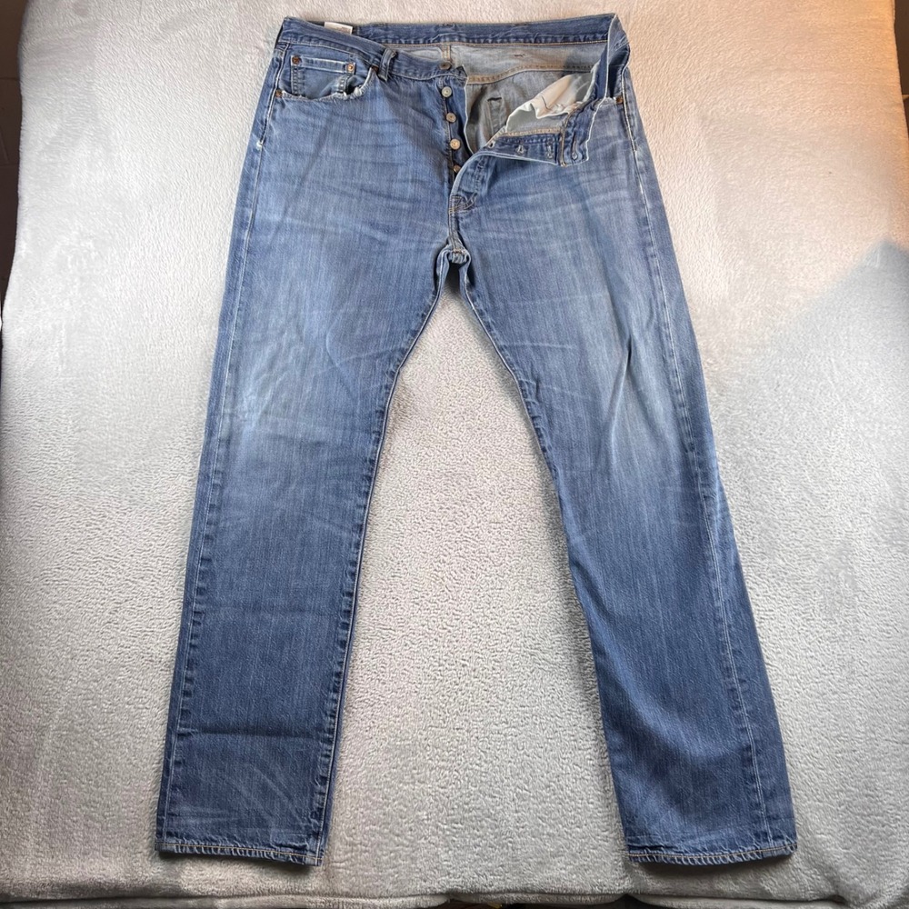 Levis 501 Original Fit Mens Blue Denim Straight Leg Button Fly Jeans W38 L34